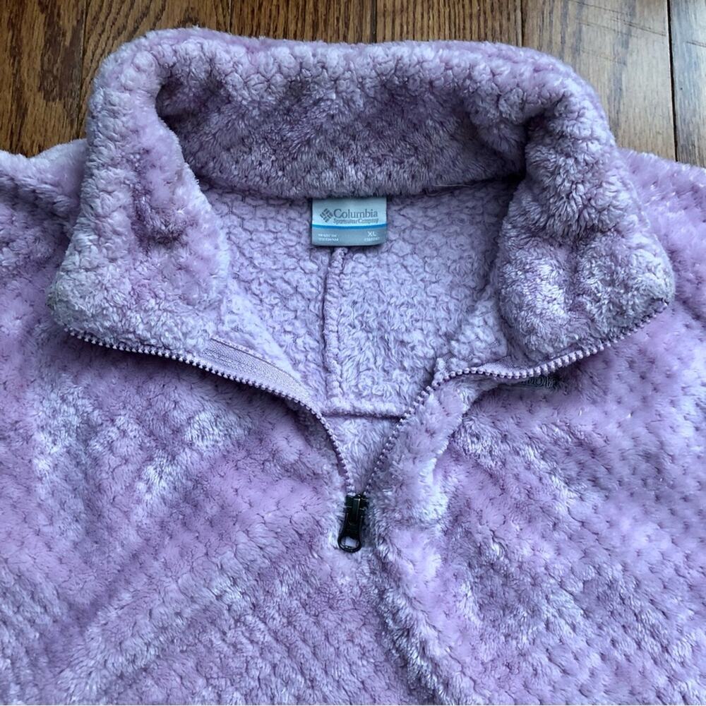 Columbia Fireside Sherpa Sweatshirt Sweater Lavender half zip Girl's Size XL - Picture 4 of 10